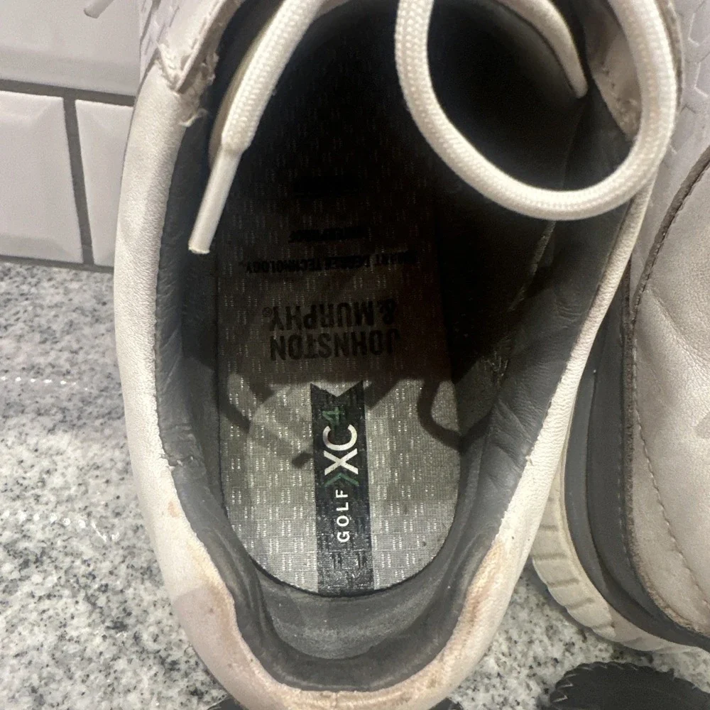 LUXE MEN'S‎ SHOE 9.5 WHITE LEATHER LACE UP GOLF SHOE JOHNSTON & MURPHY XC 4 Dual